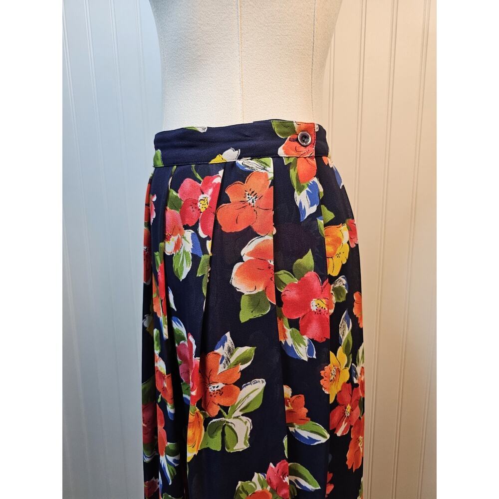 Liz Claiborne Collection Vibrant Floral A-Line Skirt Women’s 8 Vintage Midi - Picture 3 of 10